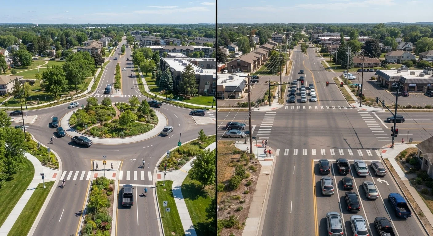 Roundabouts vs. Traditional Intersections: Safety and Traffic Flow